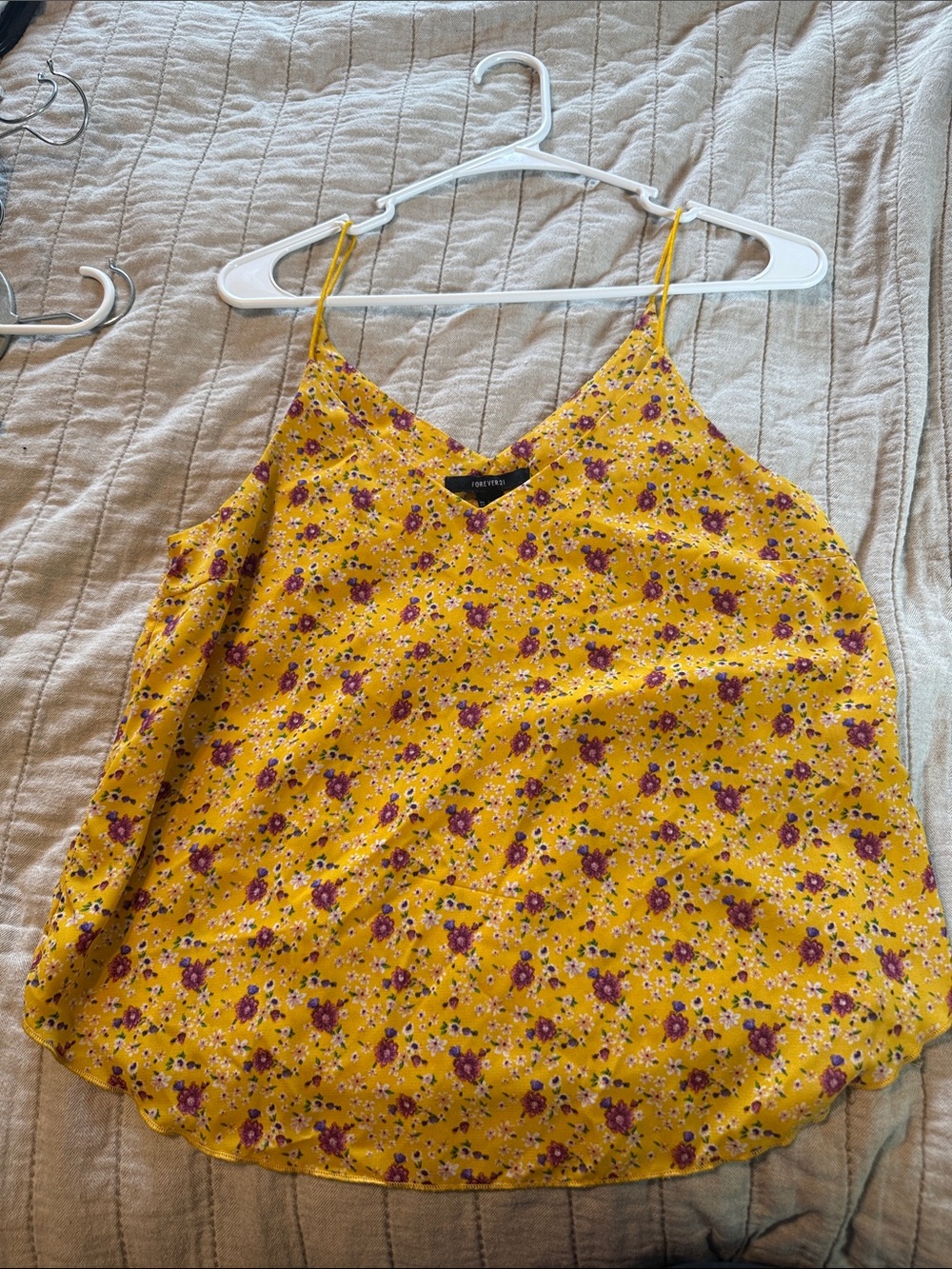 Forever 21 Yellow Floral Spaghetti-Strap Cami